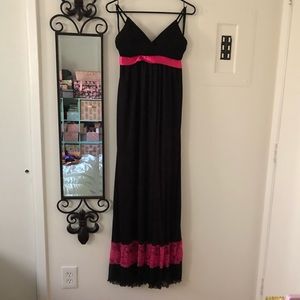 Black maxi dress with pink lace